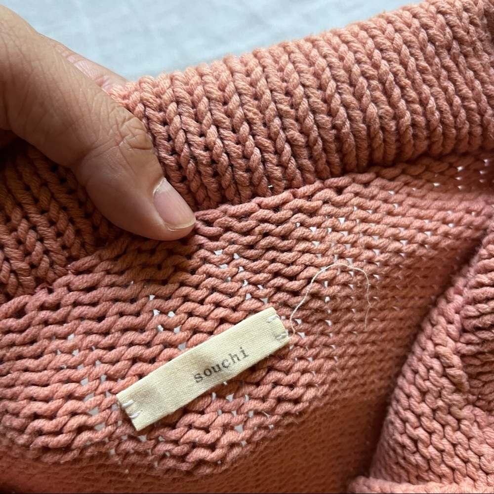 Souchi pink‎ knit buttonless long sleeve chunky sweater - Picture 3 of 4
